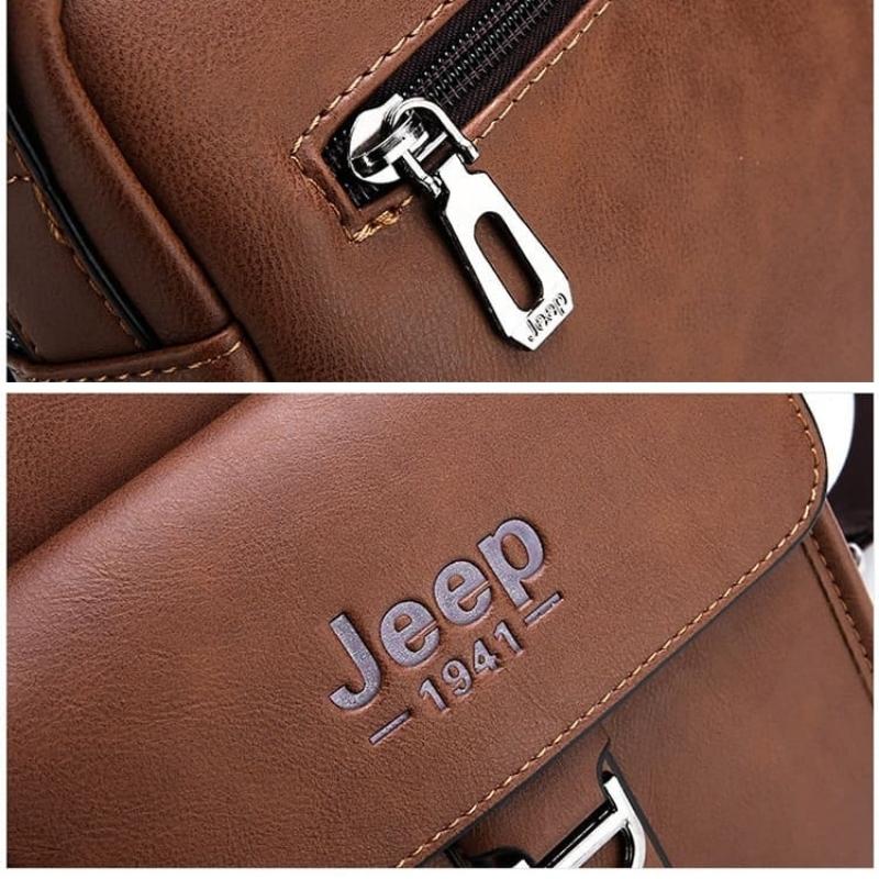 Bolsa Masculina de Couro Magnata Jeep Transversal Impermeável - Slim Bag