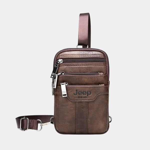 Bolsa Masculina Couro Legítimo Transversal Para Celular- Magnata Jeep Mens