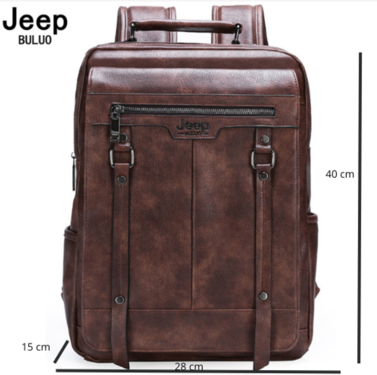 Mochila Masculina De Couro Legítimo Magnata Clássica Jeep