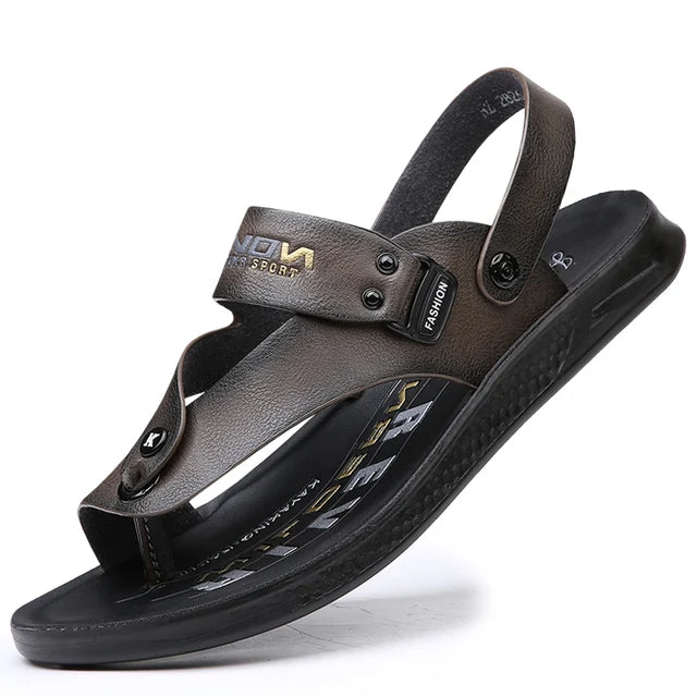 Sandália Masculina em Couro Legítimo - Magnata Flip