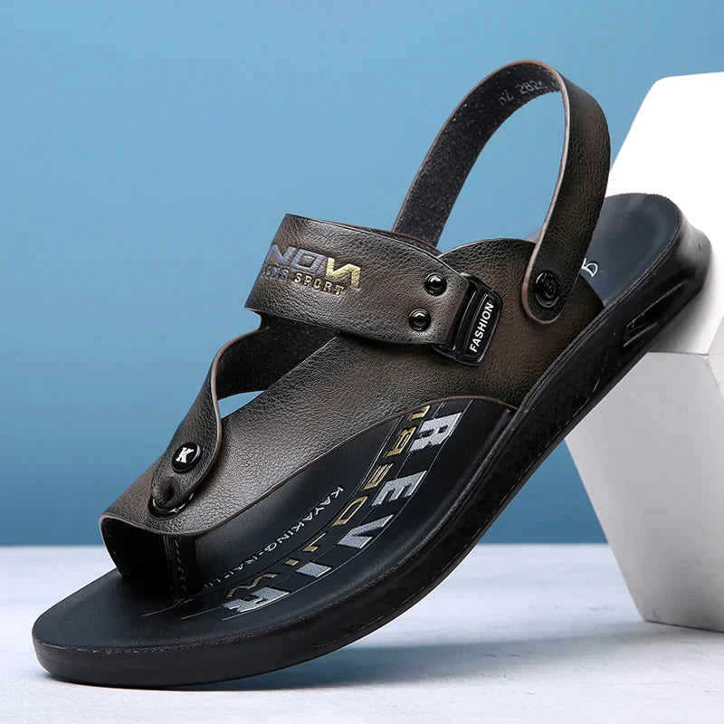 Sandália Masculina em Couro Legítimo - Magnata Flip