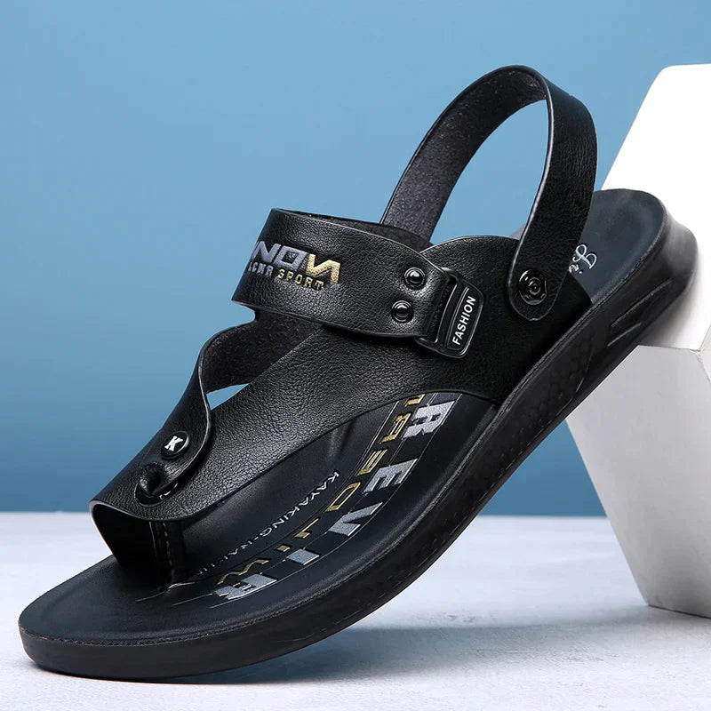 Sandália Masculina em Couro Legítimo - Magnata Flip