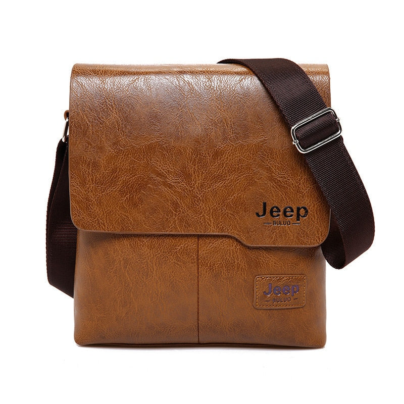 Bolsa Masculina de Couro Jeep Transversal Impermeável Pocket Bag + Brinde Grátis (Carteira de Couro Slim Jeep)