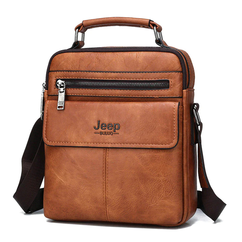 Bolsa Masculina JEEP de Couro Legítimo Transversal + Carteira JEEP (brinde grátis)