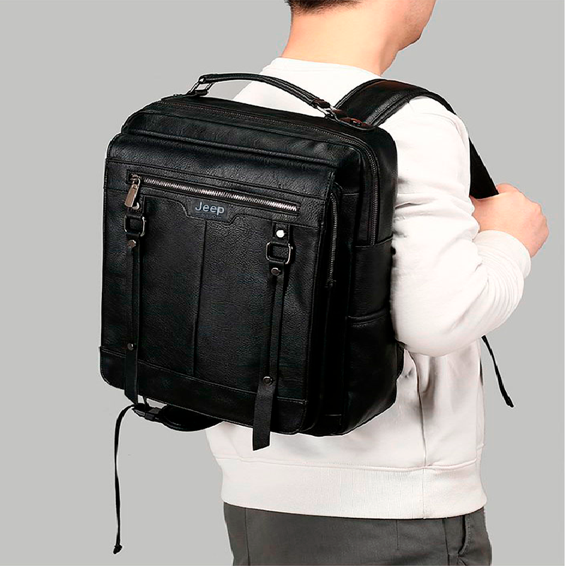Mochila Masculina De Couro Legítimo Magnata Clássica Jeep