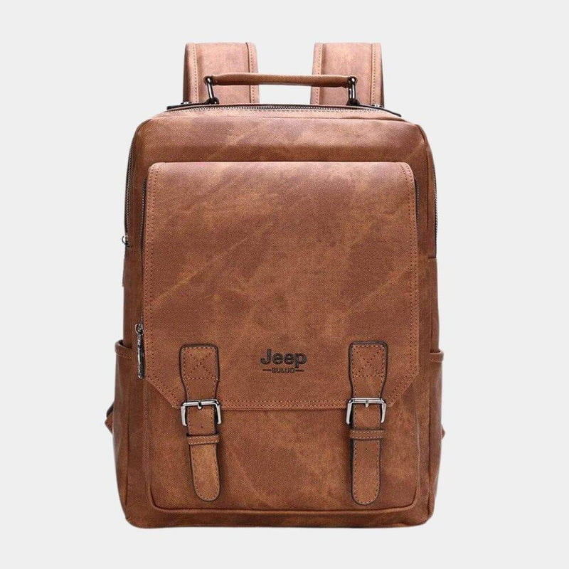 Mochila Masculina De Couro Legítimo Magnata Jepp - Traveling Backpack