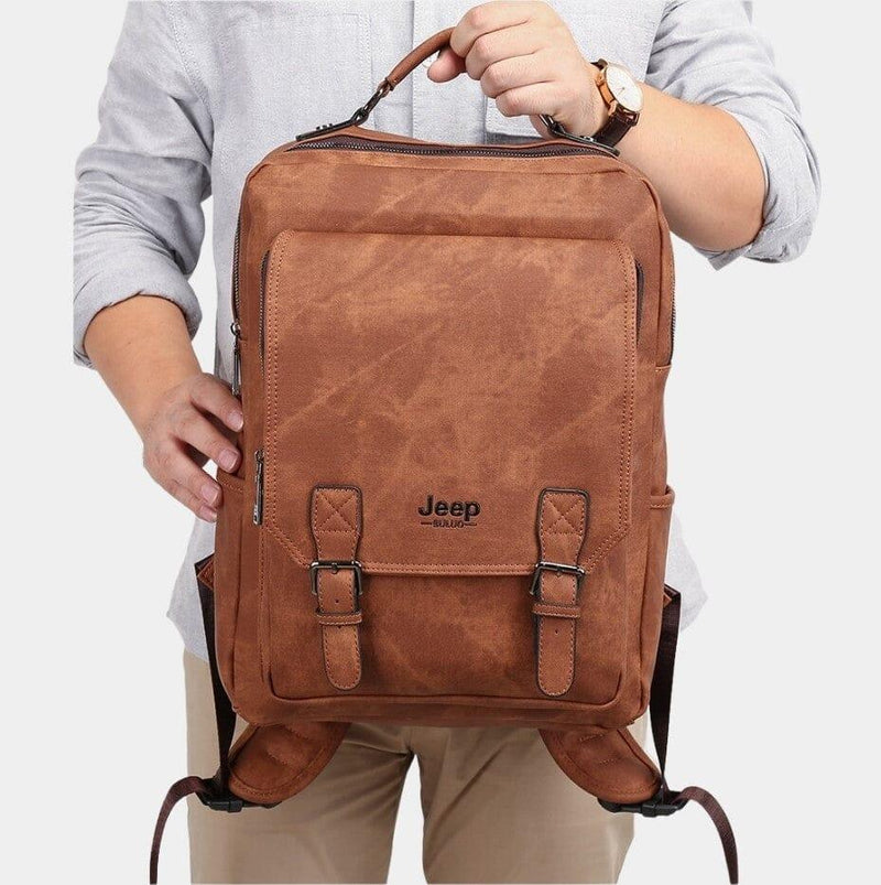 Mochila Masculina De Couro Legítimo Magnata Jepp - Traveling Backpack