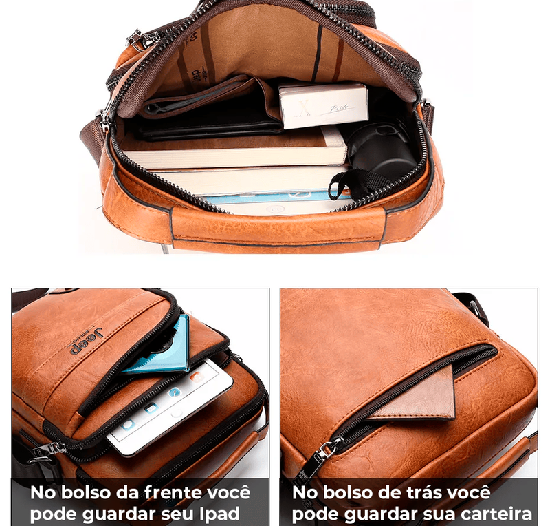 Bolsa Masculina De Couro Legítimo - Magnata Impact