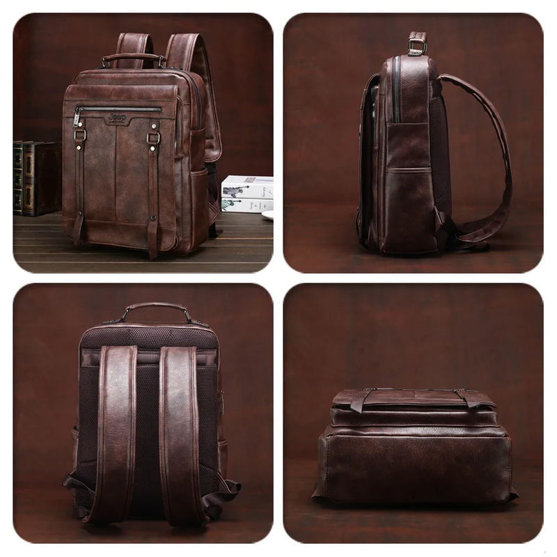 Mochila Masculina De Couro Legítimo Magnata Clássica Jeep