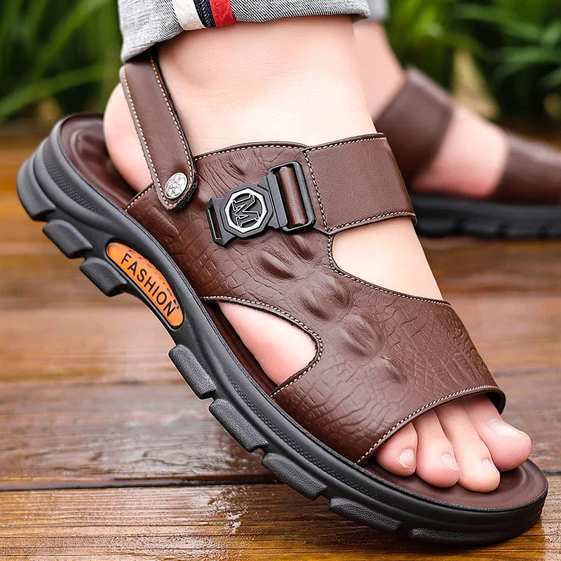 Sandália Masculina em Couro Legítimo - Magnata Field