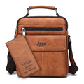 Bolsa Masculina JEEP de Couro Legítimo Transversal + Carteira JEEP (brinde grátis)