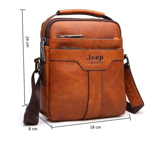 Bolsa Masculina JEEP de Couro Legítimo Transversal + Carteira JEEP (brinde grátis)