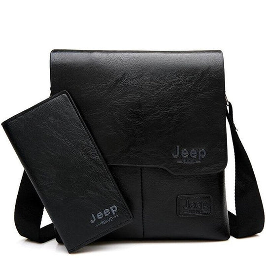 Bolsa Masculina de Couro Jeep Transversal Impermeável Pocket Bag + Brinde Grátis (Carteira de Couro Slim Jeep)